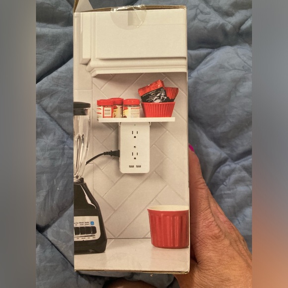 NWT Socket Shelf By Sharper Image 6 outlets 2 USB ports OFFICE DORM BATHROOM - Picture 8 of 9